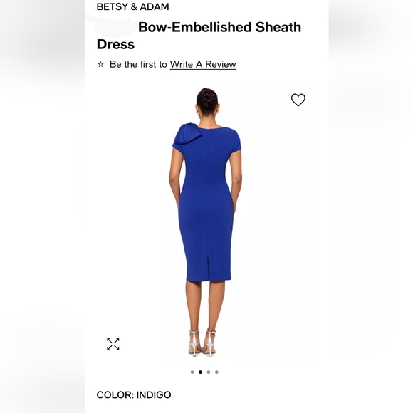 Betsy & Adam Bow-Embellished Sheath Dress, Size 12, Color:Indigo - Picture 2 of 16
